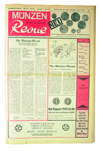 Die erste Ausgabe der MünzenRevue erschien im November 1969 mit 12 Seiten Umfang im Zeitungsformat. Schon in der ersten Nummer gab es den