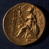 8 (21) Lysimachos von Thrakien, Stater um 290 v. Chr., Vs: Alexander mit Ammonshorn. Rs: Sitzende Athena mit Nike.