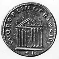 25 (34) RIC II, 575. Traian, Sestertius, Rom 104-111 n. Chr., Gewicht: 27,30. Vs: Portrait mit Lorbeerkranz. Rs: Reich verzierte Tempelfassade.