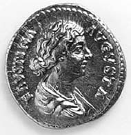 32 (42) RIC III M. Aurelius 716 Faustina II., Aureus, Rom 161-176 n. Chr., Gewicht: 7,250 g. Vs: Gewandbüste der Kaiserin. Rs: Sitzende Salus mit Schlange und Altar.