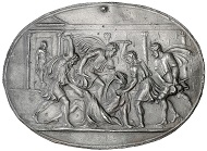 Plakette von Valerio Belli (um 1468-1546) auf die Ermordung C. Iulius Caesars (44 v. Chr.), HMB Inv. 2014.561.