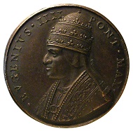 Serienmedaille von Girolamo Paladino auf Papst Eugen IV. (1431-1447), rückseitig mit der Waage der Gerechtigkeit und der Devise REDDE CVIQUE SVVM (