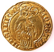 Goldgulden der Reichsmünzstätte Basel im Namen König Albrechts II. von Habsburg (1438-1439), HMB Inv. 1903.2535.