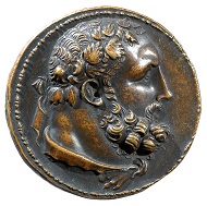 Medaille auf Herkules mit der Übergabe des vergifteten Gewands der Deianeira an den Helden, Exemplar der Sammlung Ludovic Demoulin de Rochefort (1515-1582) überliefert über das Amerbach-Kabinett, Historisches Museum Basel (HMB), Inv. 1905.744.