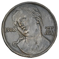 Plakette mit dem Kopf der Lucretia nach einer Zeichnung von Albrecht Dürer (1471-1528), nach 1508, HMB Inv. 1905.591.