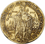 Quedlinburg. Dorothea von Sachsen, 1610-1617. 8 Dukaten 1617, Quedlinburg. Sehr selten. Sehr schön. Taxe: 25.000 Euro. Aus Auktion Künker 294 (2017), Nr. 3732.