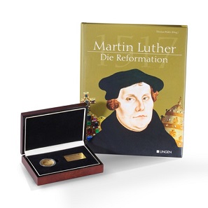 Degussa Jubiläumsthaler „500 Jahre Reformation“ im Etui.