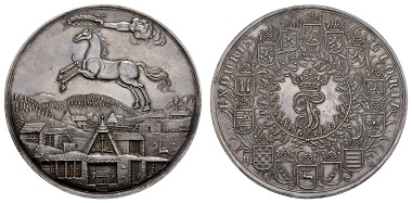 Los 152: Deutschland, Braunschweig-Lüneburg, Johann Friedrich, 1665-1679. Löser zu 6 (5 1/2) Talern 1677. Ausruf: 7.500 Euro, Zuschlag: 11.000 Euro.