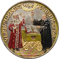 Christian Maler, Kurfürst Johann Georg I. von Sachsen, Medaille auf die erste Säkularfeier der Reformation, 1617, Silber, koloriert. © SKD. Foto: Kathleen Dittrich.