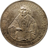 Sebastian Dadler, Medaille auf die erste Jahrhundertfeier der Augsburger Konfession, 1630, Dm 54,2 mm, Silber. Münzkabinett, © SKD. Foto: Nora Henneck.