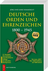 Jörg Nimmergut, Anke Nimmergut, Deutsche Orden und Ehrenzeichen 1800-1945. Gietl Verlag, Regenstauf 2017. 21. Auflage. 1024 Seiten mit durchgehend farbigen Abbildungen, 12,5 x 19 cm, Paperback. ISBN: 978-3-86646-142-0. 39,90 Euro.