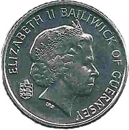 Ein Segelboot erinnert auf der Rückseite des 5-Pence-Stücks an die Bedeutung von Seefahrt und Tourismus für die Kanalinsel.