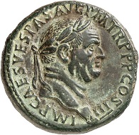 Nr. 156. Vespasian. Sesterz, 71. RIC 243. Unberührte Oberfläche. Prachtexemplar. Taxe: 8.500 Euro.