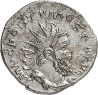Nr. 274. Postumus, unbestimmte Münzstätte, 263. 2. bekanntes Exemplar. Sehr schön. Taxe: 4.000 Euro.