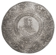 Nr. 3350: Braunschweig-Lüneburg-Celle. Friedrich, 1636-1648. Löser zu 4 Reichstalern 1647, Clausthal, auf das bevorstehende Ende des 30jährigen Krieges. Äußerst selten. Vorzüglich.Taxe: 25.000,- Euro.