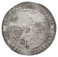 Nr. 3350: Braunschweig-Lüneburg-Celle. Friedrich, 1636-1648. Löser zu 4 Reichstalern 1647, Clausthal, auf das bevorstehende Ende des 30jährigen Krieges. Äußerst selten. Vorzüglich.Taxe: 25.000,- Euro.