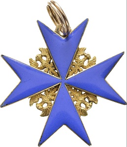 Nr. 7010: Orden pour le mérite, verliehen am 4. September 1794 an Major Johann Sigismund von Dallwitz (1753-1836). Ordenskreuz. RRRR. II+. Taxe: 20.000,- Euro.