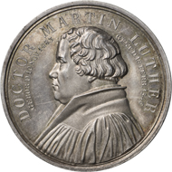 Luther-Denkmal in Wittenberg, 1821, Medaille von A. Fr. König, Silber.