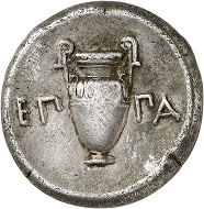 Nr. 234: Theben (Böotien). Stater, ca. 395-338. Geprägt unter Epaminondas. Sehr schön. Taxe: 750,- Euro.