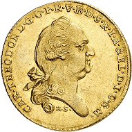 Nr. 2150: Bayern. Karl Theodor, 1777-1799. Donaugolddukat 1779, München. Sehr selten. Vorzüglich bis Stempelglanz. Taxe: 12.500,- Euro.