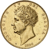 Nr. 3231: Grossbritannien. Georg IV., 1820-1830. 5 Pounds 1826, London. Nur 150 Exemplare geprägt. Von polierten Stempeln. Vorzüglich / Vorzüglich bis Stempelglanz. Taxe: 25.000,- Euro.