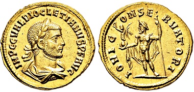 Los 2679: Römisches Kaiserreich. Diocletianus. 284-305 n. Chr. Aureus. Taxe: 11.000 EUR.