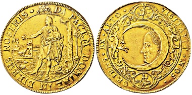 Los 3192: Lüneburg. 10 Dukaten (um 1620). Goldabschlag des Jagdtalers. Taxe: 50.000 EUR.