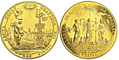 Los 3780: Hamburg. Bank-Portugalöser 1677 zu 10 Dukaten. Taxe: 17.500 EUR.