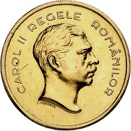 Karl II. 100 Lei 1939 auf den 100. Geburtstag von Karl I. Aus Sammlung Phoibos. Sehr selten. Vorzüglich. Taxe: 15.000,- Euro. Aus Künker Auktion 298 (28. September 2017), Nr. 4440.