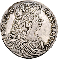 Hessen-Kassel, Landgrafschaft. Karl I. Reichstaler 1687 IVK, Kassel. Äußerst selten. Sehr schön/Vorzüglich.