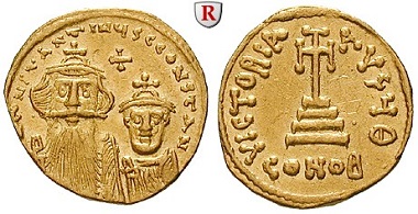 Byzanz. Constans II. und Constantinus IV., 654-668. Solidus 654-659, Constantinopel. Fast vorzüglich. Schätzung: 600 Euro.