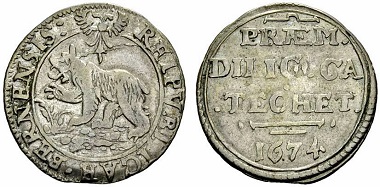 Katechismuspfennige: ab 1622 bis ca. 1676. Für das Auswendiglernen des (grossen) Heidelberger-Katechismus gab es einen ganzen Dicken (1/4 Taler), für das Auswendiglernen des (kleinen) Berner-Katechismus einen halben Dicken.