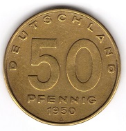 DDR. 50 Pfennig 1950. Foto: Angela Graff.
