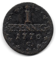 1 Pfennig Sachsen 1776. Foto: Angela und Reiner Graff.