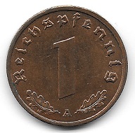 1 Reichspfennig 1938. Foto: Angela und Reiner Graff.