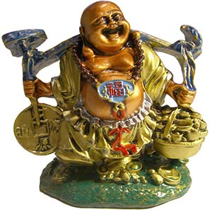 Budai or Hotei holding a beggar?s sack full with silver shoe money. Photo: MoneyMuseum Zurich.