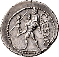 C. Julius Caesar, Denar 48/47 v. Chr. Feine Tönung, von frischen Stempeln. Feiner Schrötlingseinriss, vorzüglich. Ex Slg. Prof. Dr. Hildebrecht Hommel.