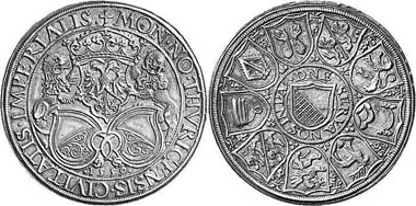 Zürich. Taler 1559 von Jakob Stampfer. Aus Auktion Leu Numismatik AG 85 (2002), 555.