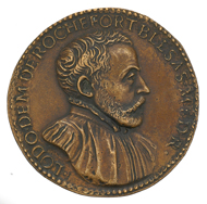 Medaille in Sesterz-Größe von Giovanni da Cavino (1500-1570) auf den Arzt und Sammler Ludovic Demoulin de Rochefort (1515-1582).