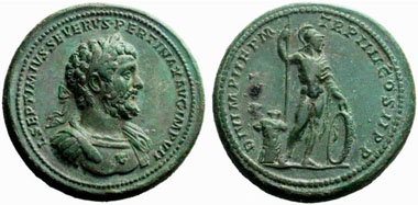 Medaillon des Septimius Severus mit Darstellung eines Mars. Aus Auktion NAC 29 (2005), 569.