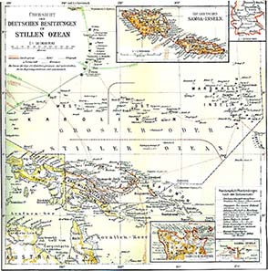 Übersicht der deutschen Besitzungen im Pazifik. Brockhaus 1920 / Wikipedia.