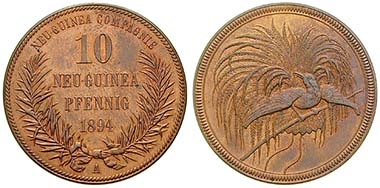 Deutsch Neuguinea. 10 Pfennig 1894, A. Cu. J. 703. Ritter, Sonderliste