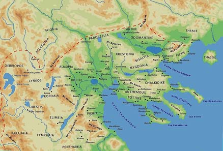 Karte des antiken Makedonien. Quelle: Wikipedia.