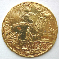Goldabschlag vom Gothaer Wanderertaler von 1673. Foto: W. Steguweit.