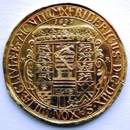 Goldabschlag vom Gothaer Wanderertaler von 1673. Foto: W. Steguweit.