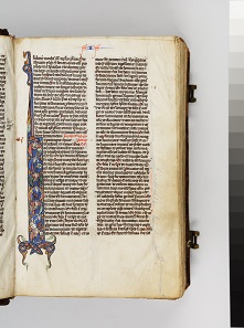 Taschenbibel, Detail mit Darstellung der Schöpfung, Paris, um 1250, Museum Schnütgen. © Rheinisches Bildarchiv, Köln/P. Schwarz.