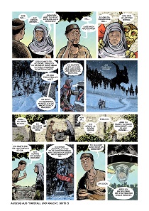 Einzelseite aus „Kristall und Rauch“, Comic-Begleitheft. © Ralf Marczinczik / Museum Schnütgen.