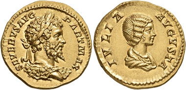 Los 244: Septimius Severus, 193-211. Aureus, 201. Nahezu prägefrisch. Schätzpreis: 30.000 CHF. Zuschlag: 52.000 CHF.