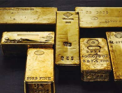 Goldbarren der Degussa-Goldsammlung.