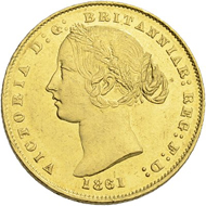 Los 13: Australien, Sovereign 1861. Schätzpreis: 800 CHF / Erzielter Preis: 2.500 CHF (exkl. Aufgeld).